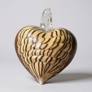 Artistic Brown and Cream Glass Heart Pendant
